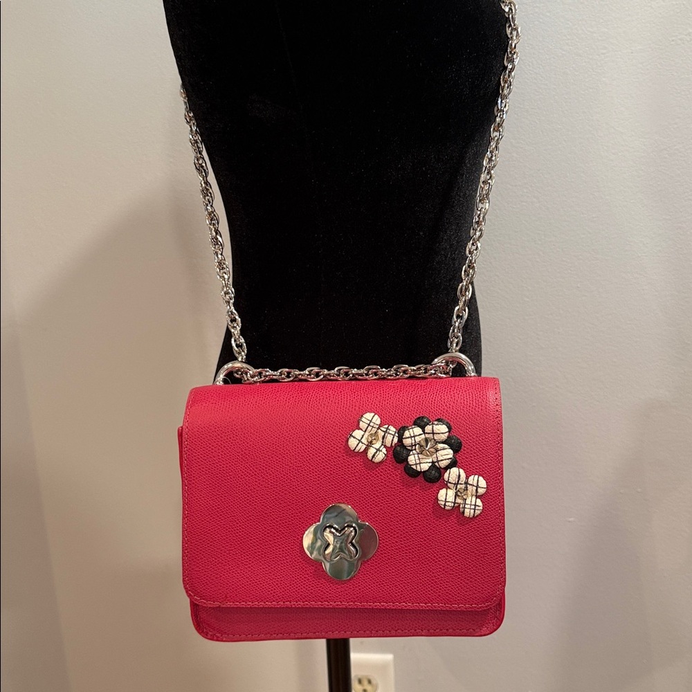 On sale today! 
Ivana Walker Pink With Three Flowers Silver Chain Cross Body Bag